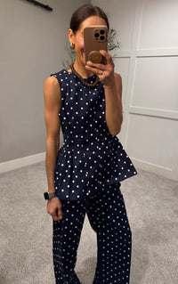 Amelia Denim Polka Dot Set