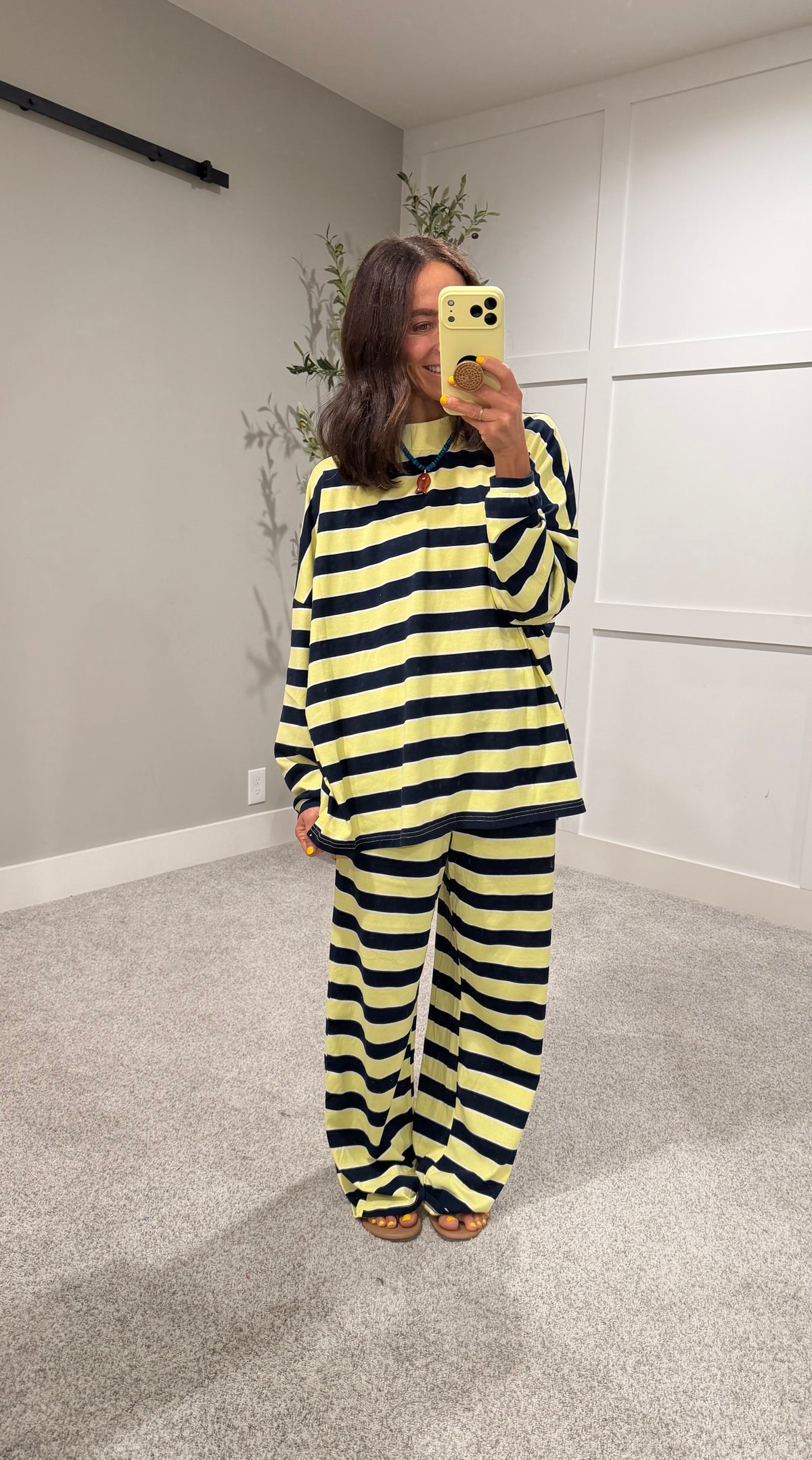 Sheila Striped Pants | Lemon/Navy