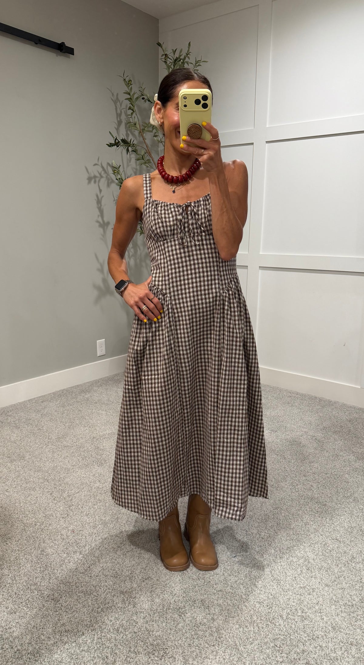 Vivian Checkered Dress | Brown