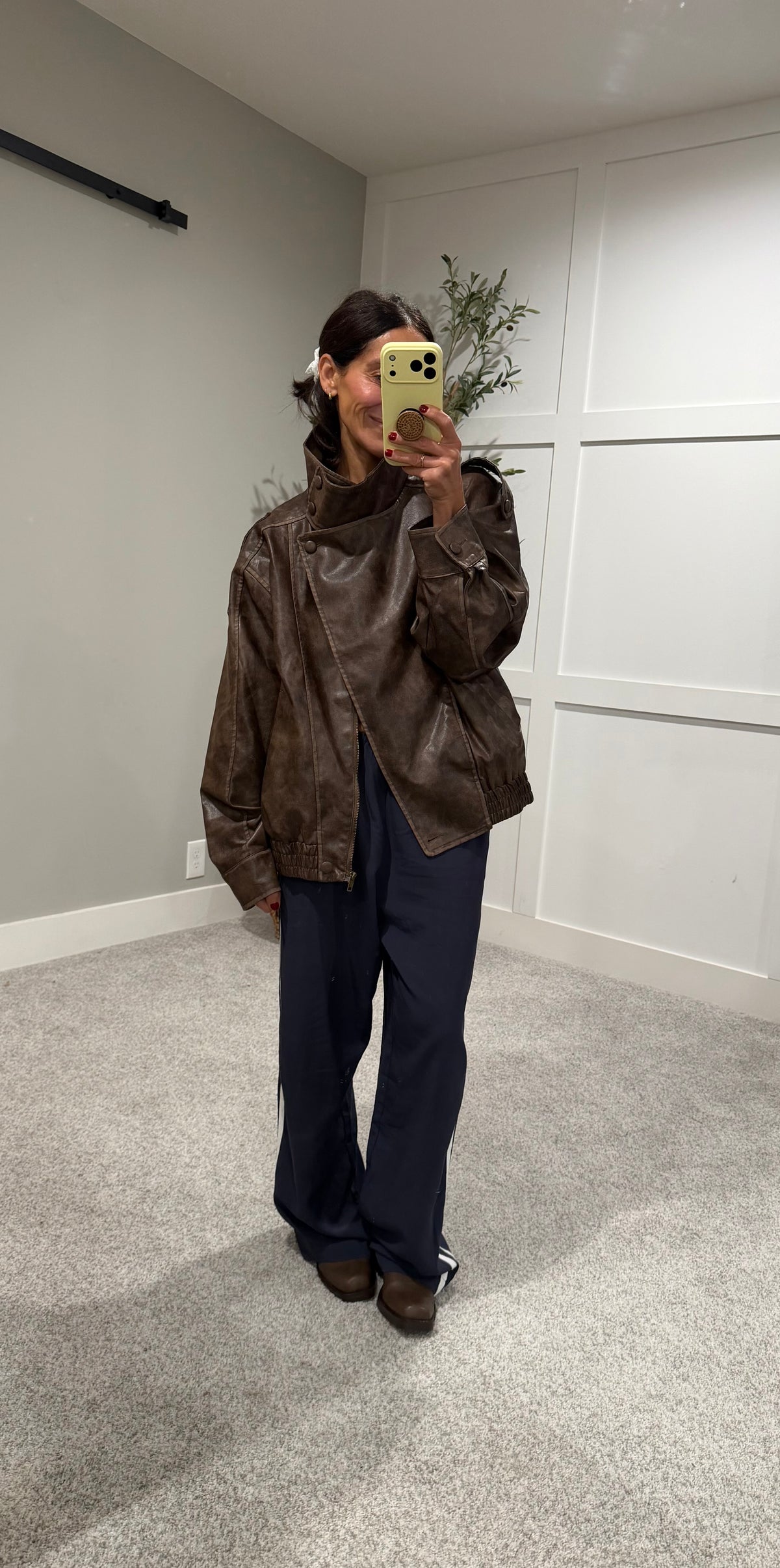 Vegan Leather Jacket | Vintage Brown
