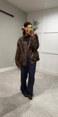 Vegan Leather Jacket | Vintage Brown