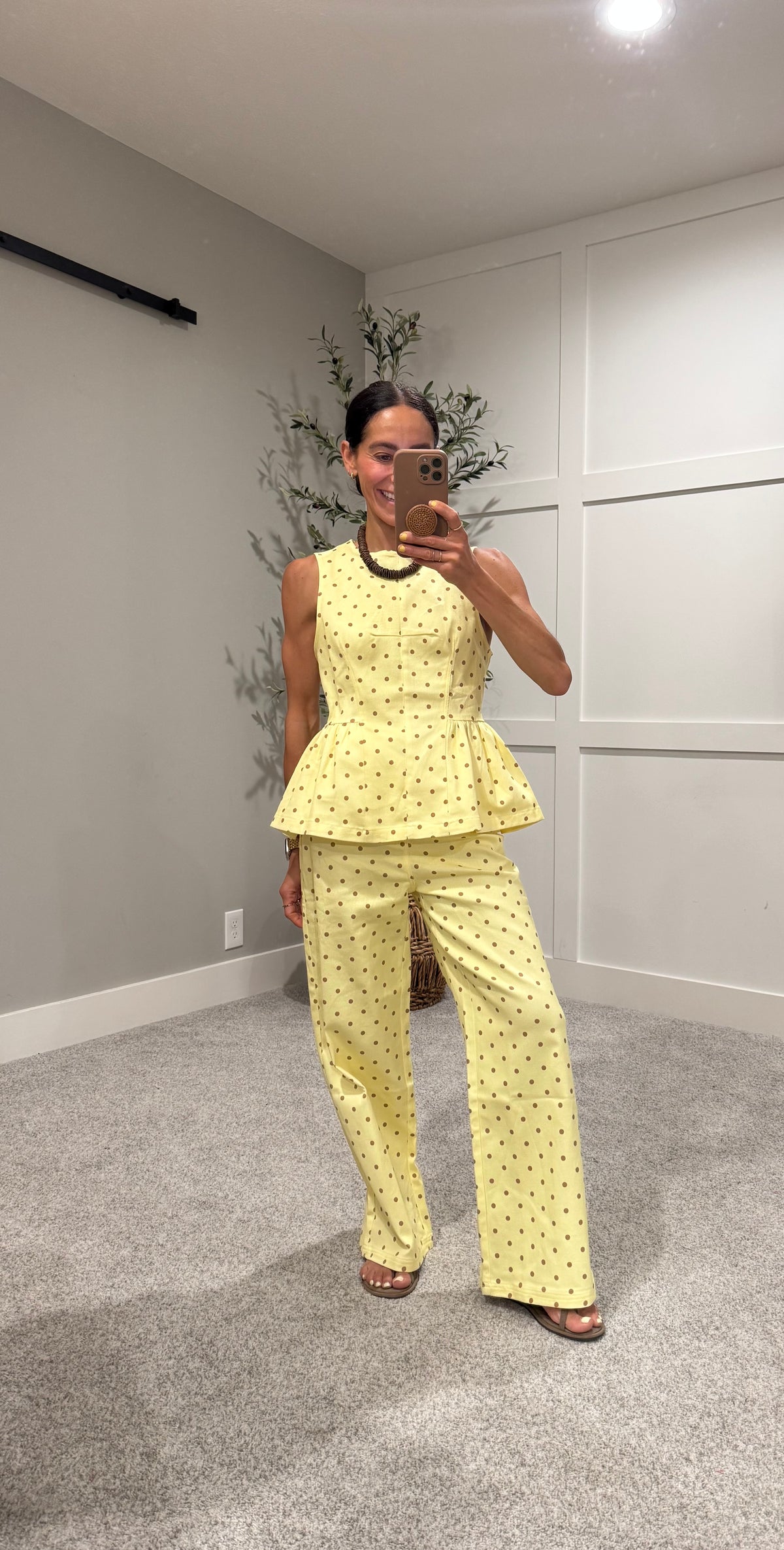Amelia Denim Polka Dot Set | Yellow