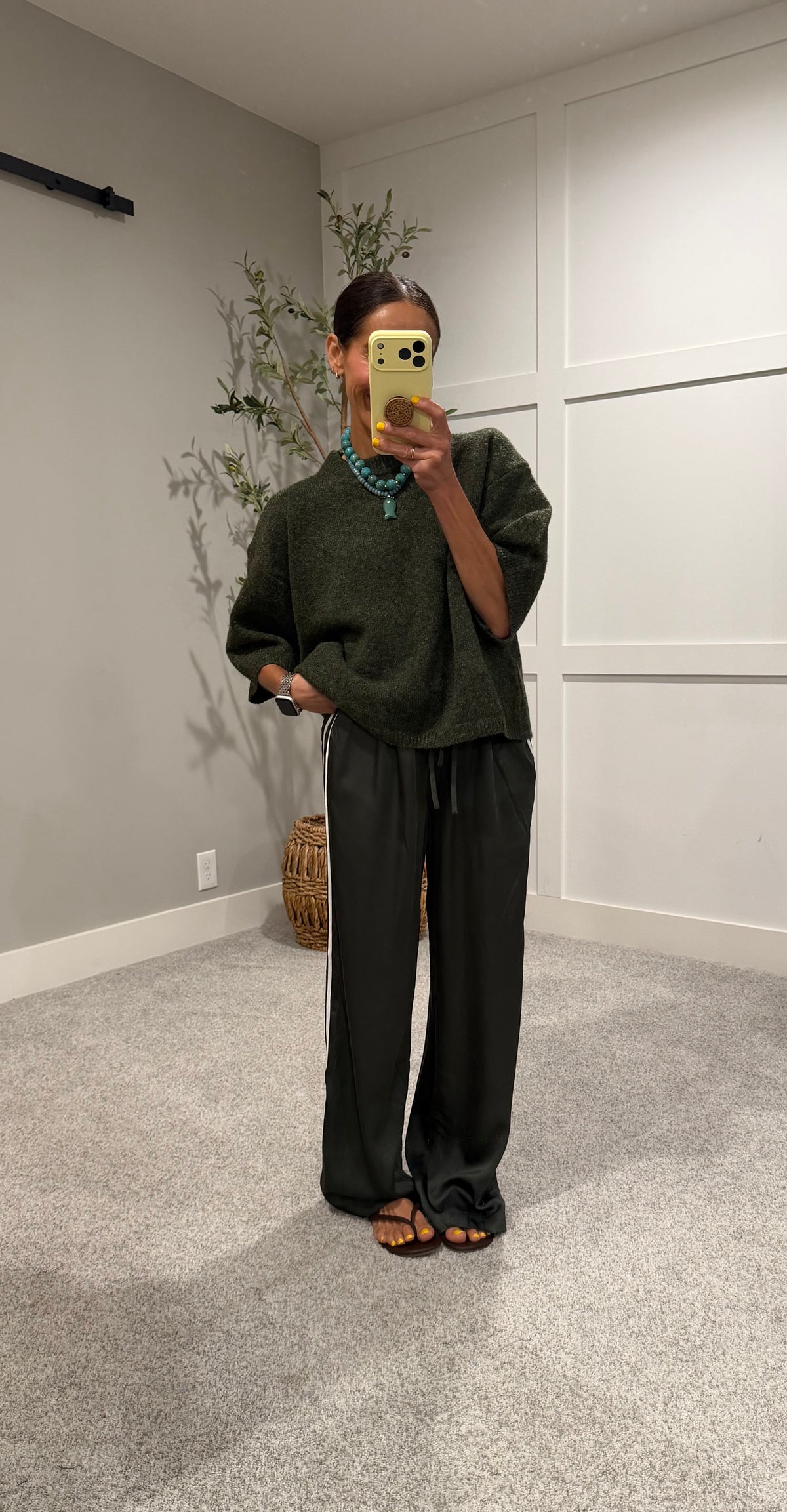 Jackie Satin Track Pant | Deep Green