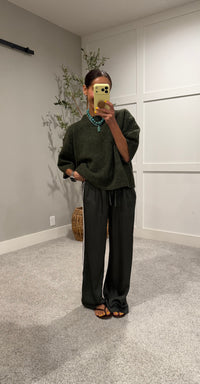 Jackie Satin Track Pant | Deep Green