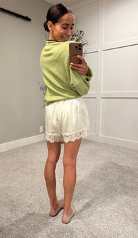 Lace Trim Shorts | Cream