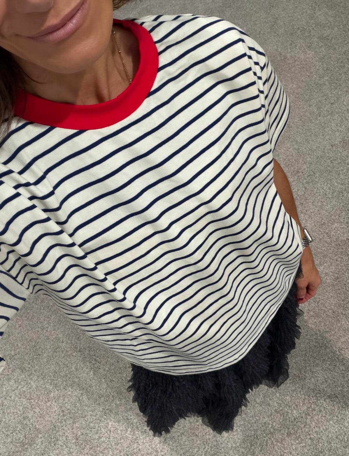 Jude Striped Tee | Navy/Red