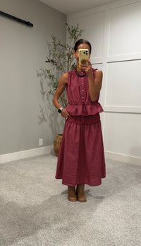 The Camryn Plaid Skirt | Burgundy Red