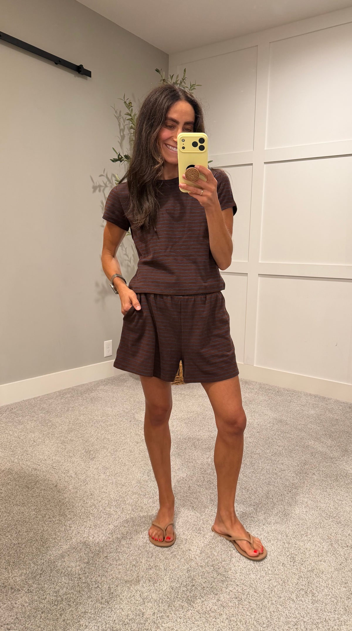 River Striped Shorts | Dark Brown/Blue