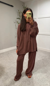 Levi Lounging Brushed Knit Pullover | Brown/Pink