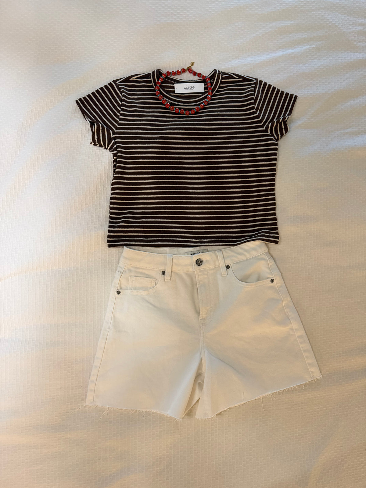 French Terry Striped Set | Brown/Cream