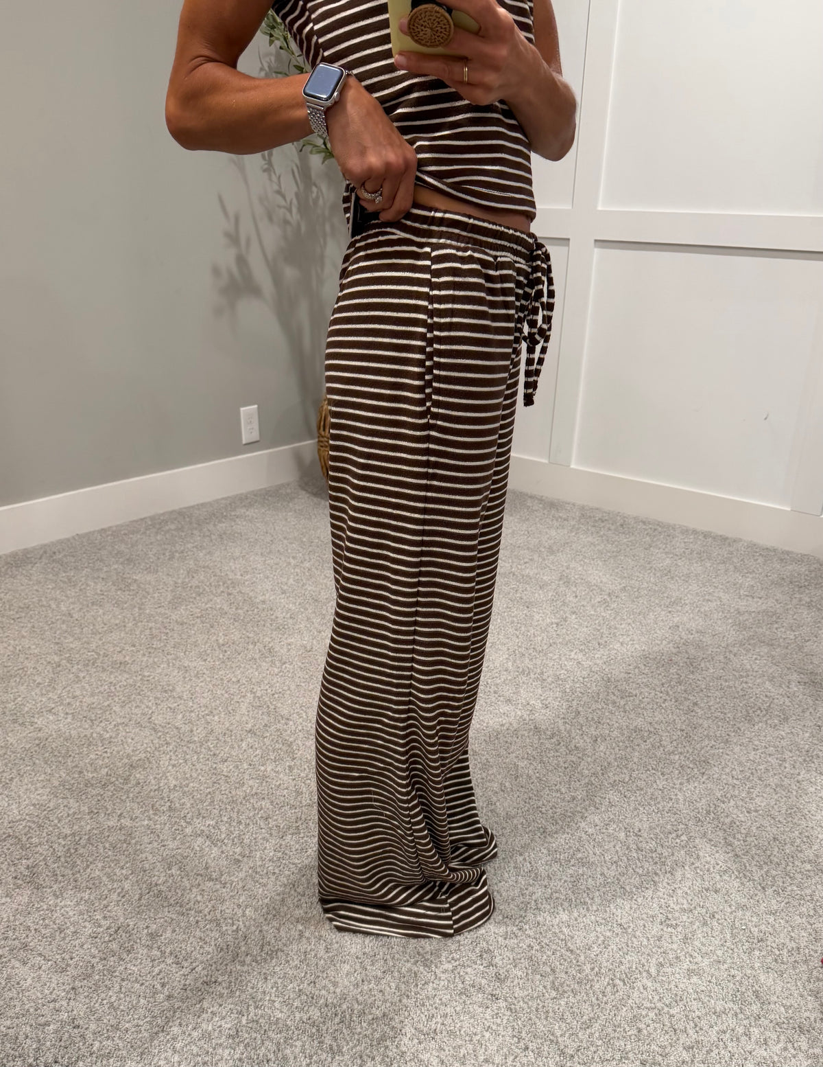French Terry Striped Set | Brown/Cream
