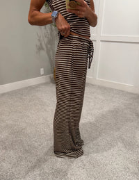 French Terry Striped Set | Brown/Cream
