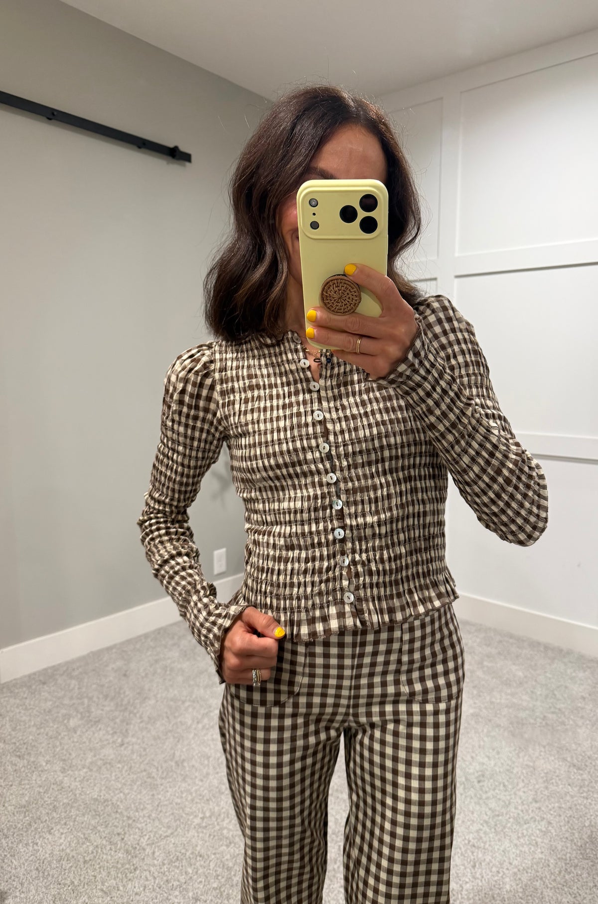 Ashton Top | Brown/Cream Gingham