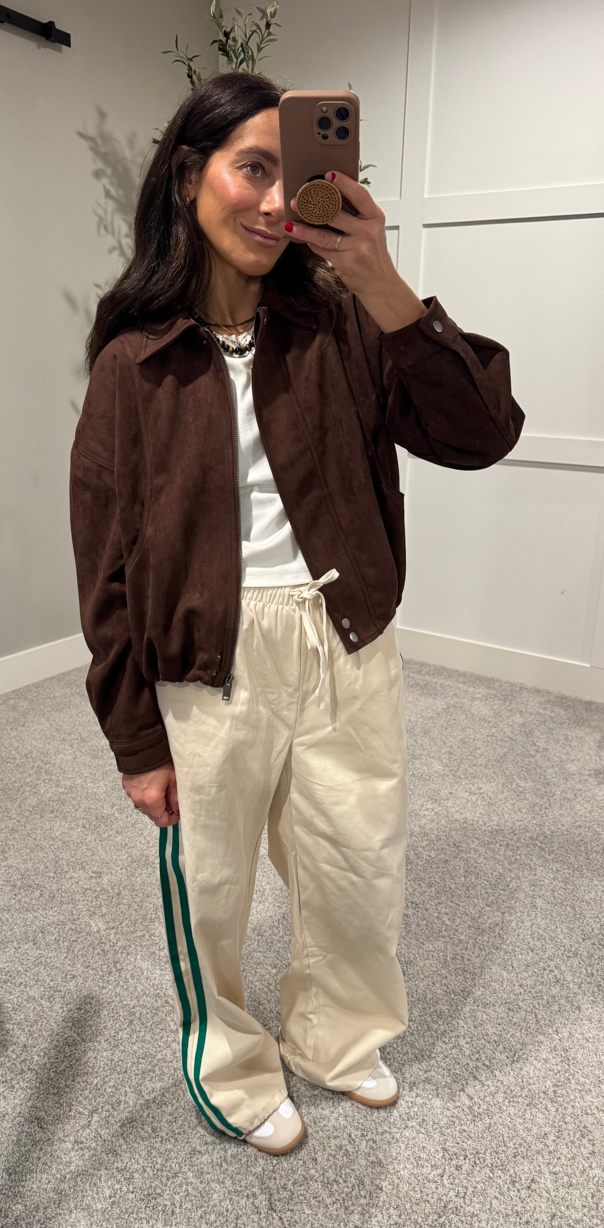 Sara Track Pant | Ivory & Green