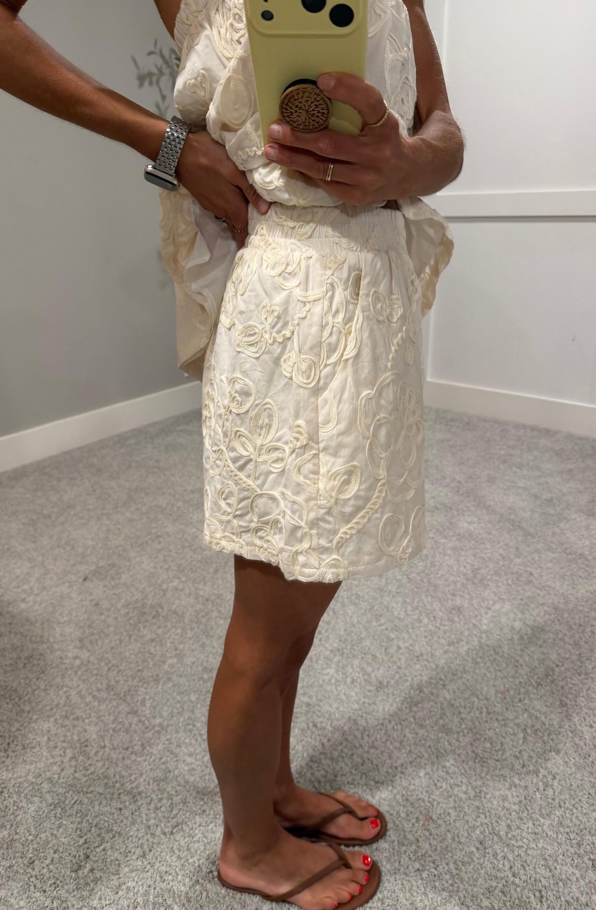 Embroidered Strapless Set | Cream