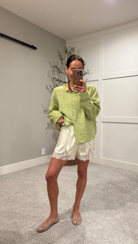Lace Trim Shorts | Cream