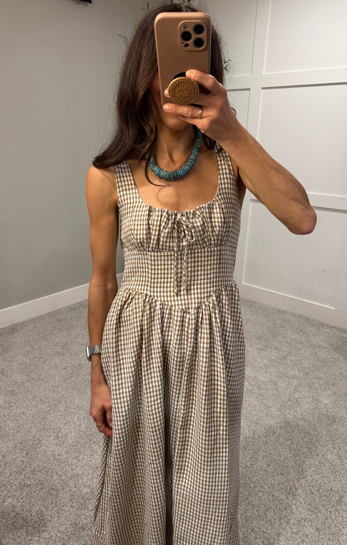 Georgia Dress | Tan/White