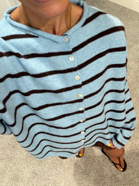 Cabana-Striped Piper Cardigan | Blue/Brown
