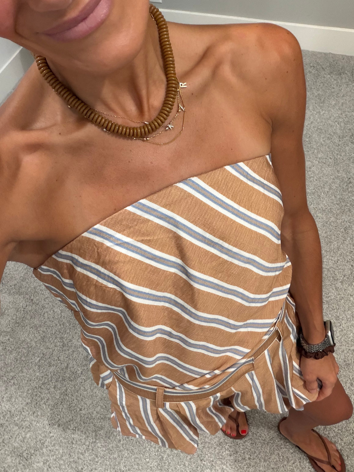 Nash Striped Strapless Top (Open Back)