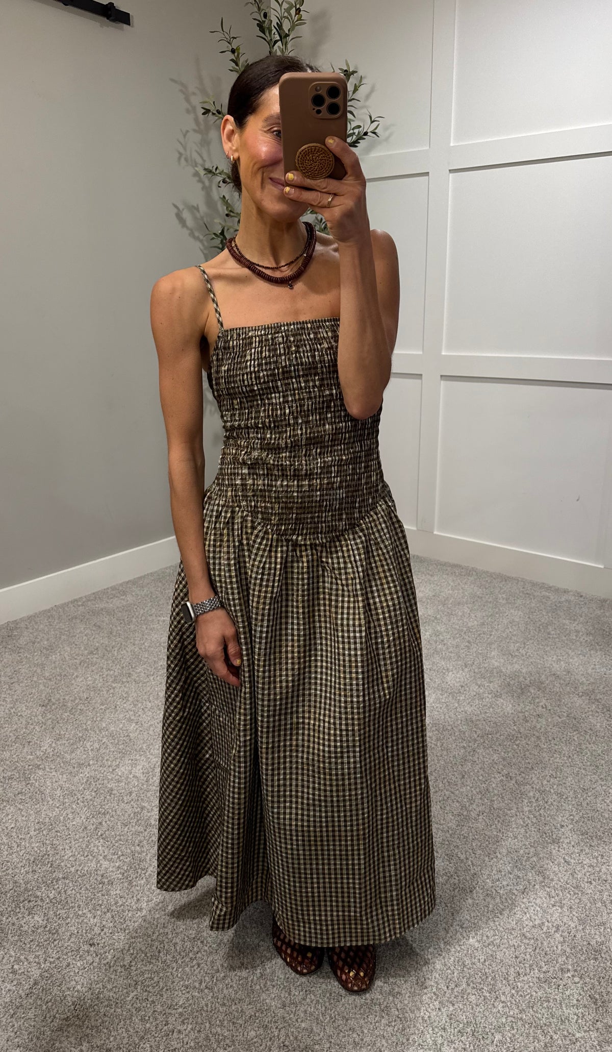 Talia Gingham Midi Dress