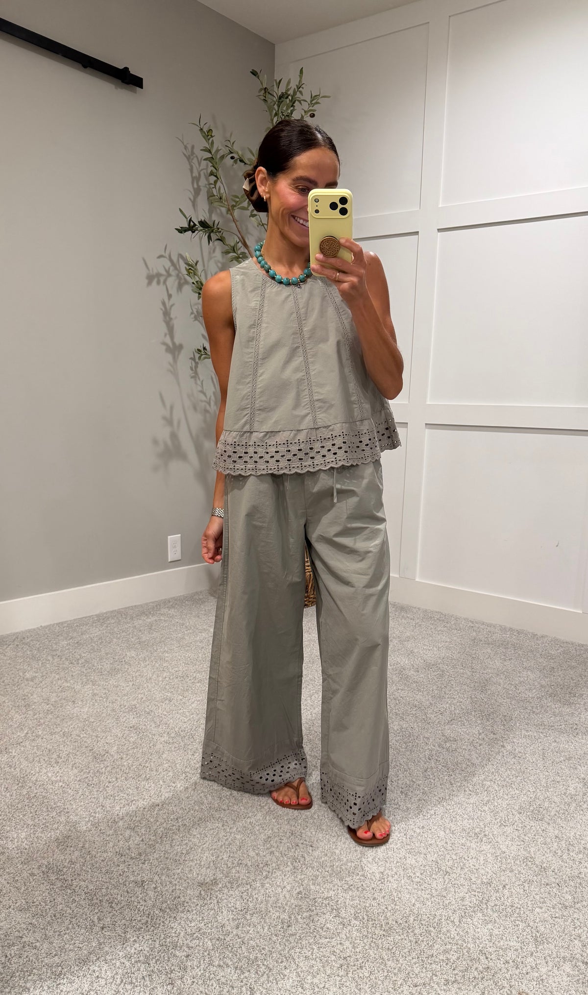 Lace Inset Eyelet Trim Tank | Dry Herb