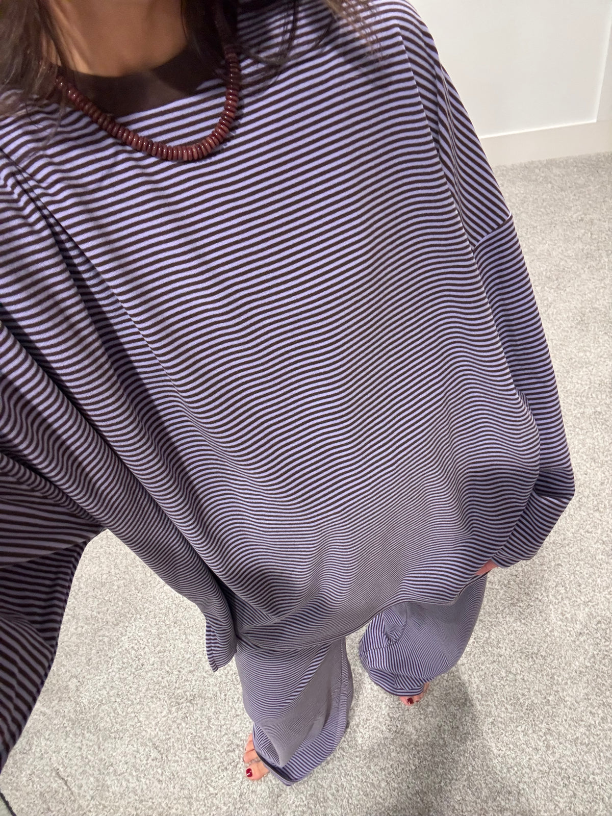Lounging Brushed Knit Pullover | Lavender/Brown