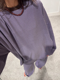 Lounging Brushed Knit Pullover | Lavender/Brown