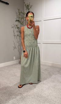 Cora Gingham Maxi Dress | Green