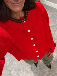 Dara Cardigan | Tomato Red