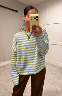 Piper Striped Cardigan | Olive/Blue