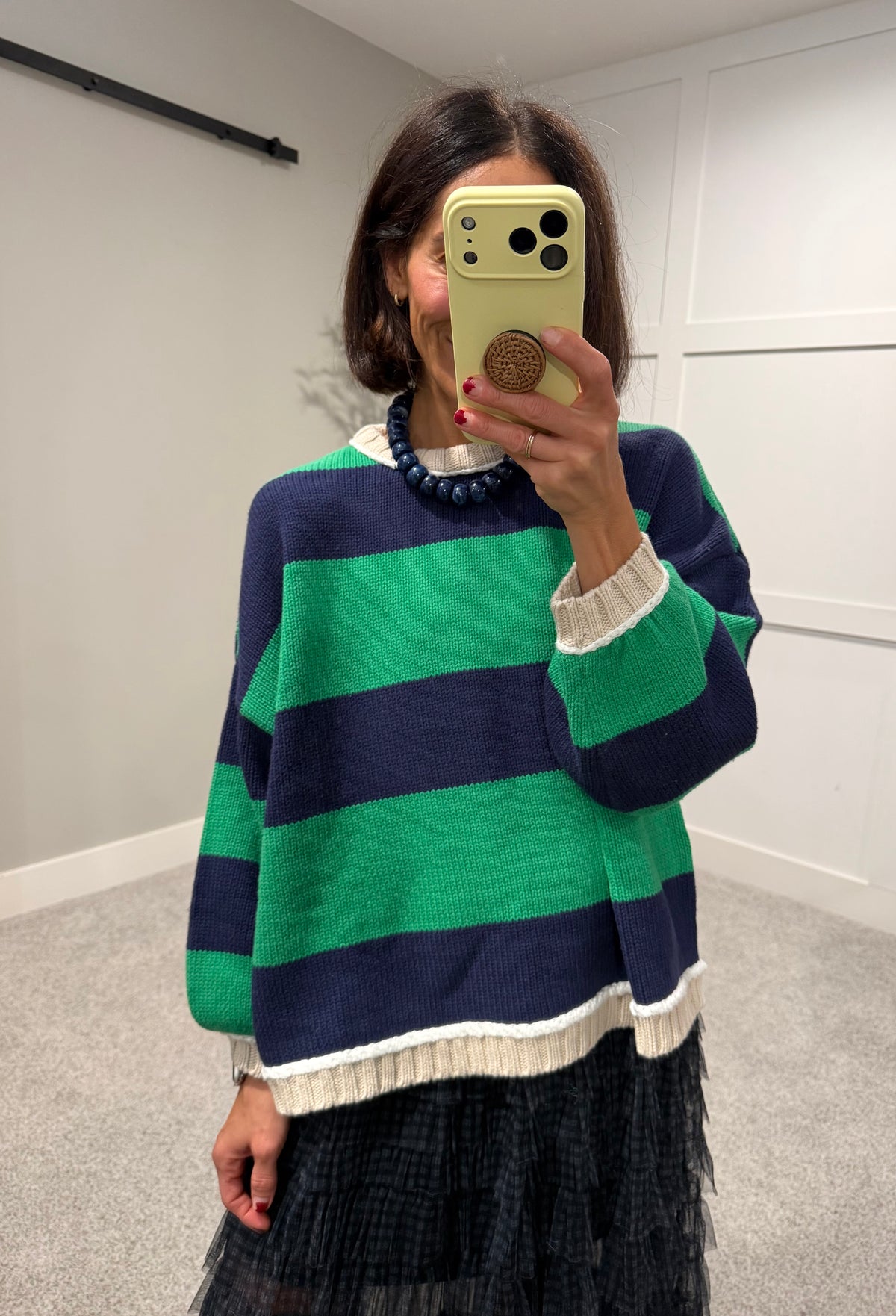 Marina Stripe Sweater | Green/Navy