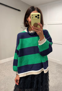 Marina Stripe Sweater | Green/Navy