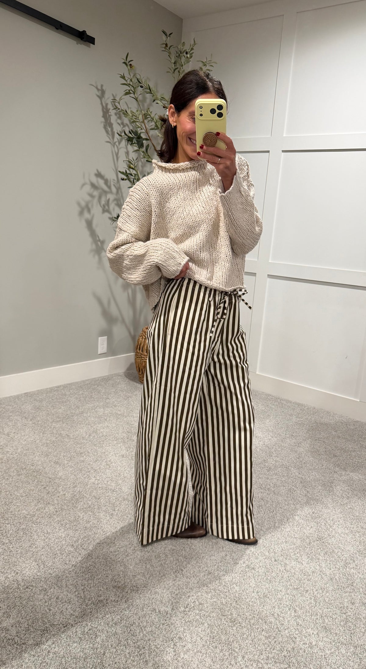 The Hollis Stripe Pants | Brown/Cream