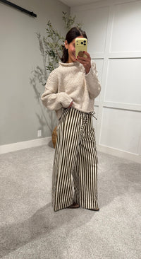 The Hollis Stripe Pants | Brown/Cream