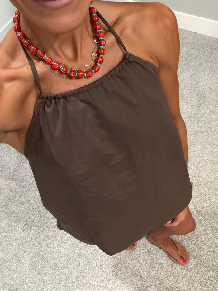Kathy Cotton Halter Set | Brown