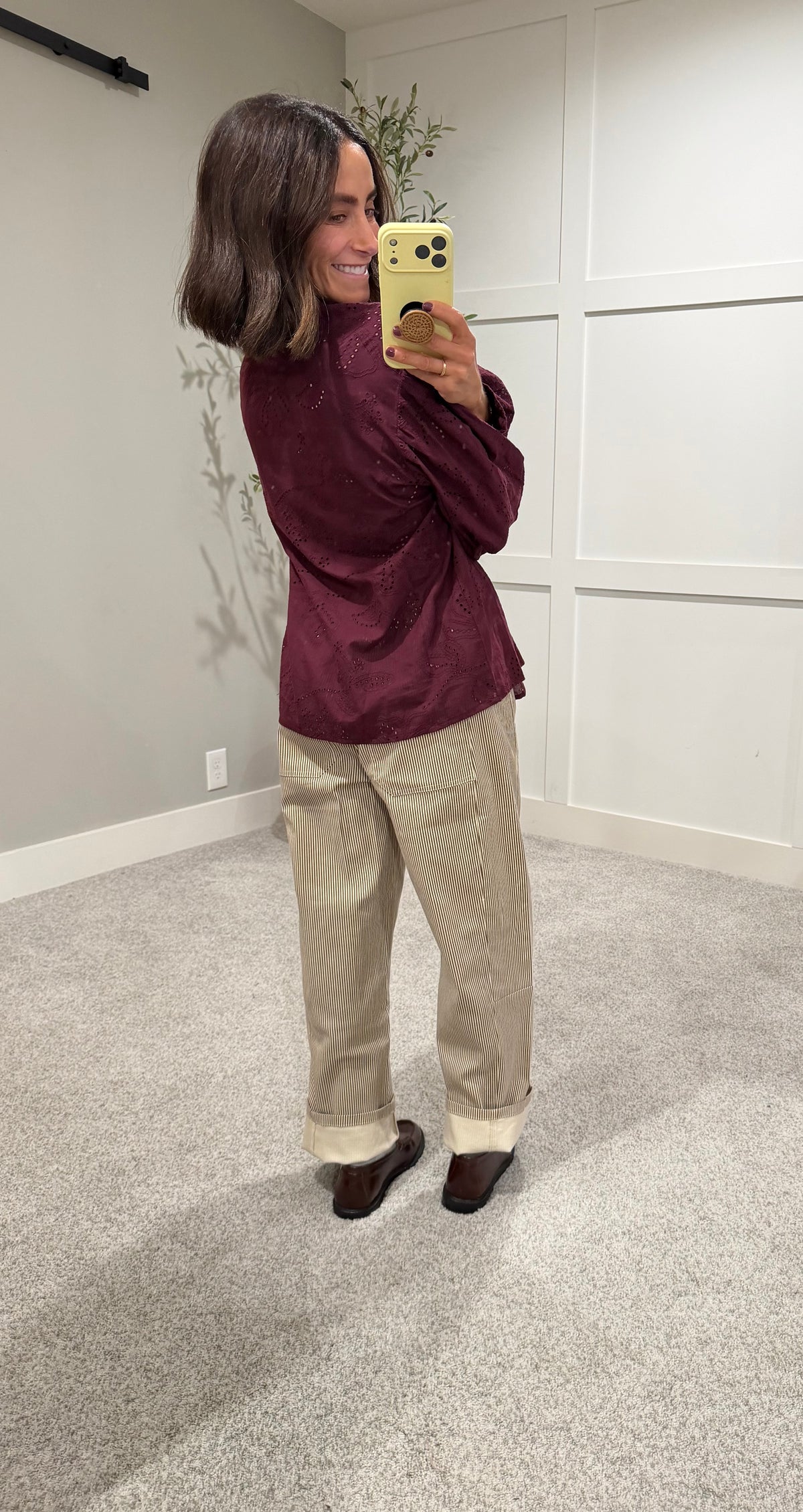 Eyelet Embroidered Blouse | Wine