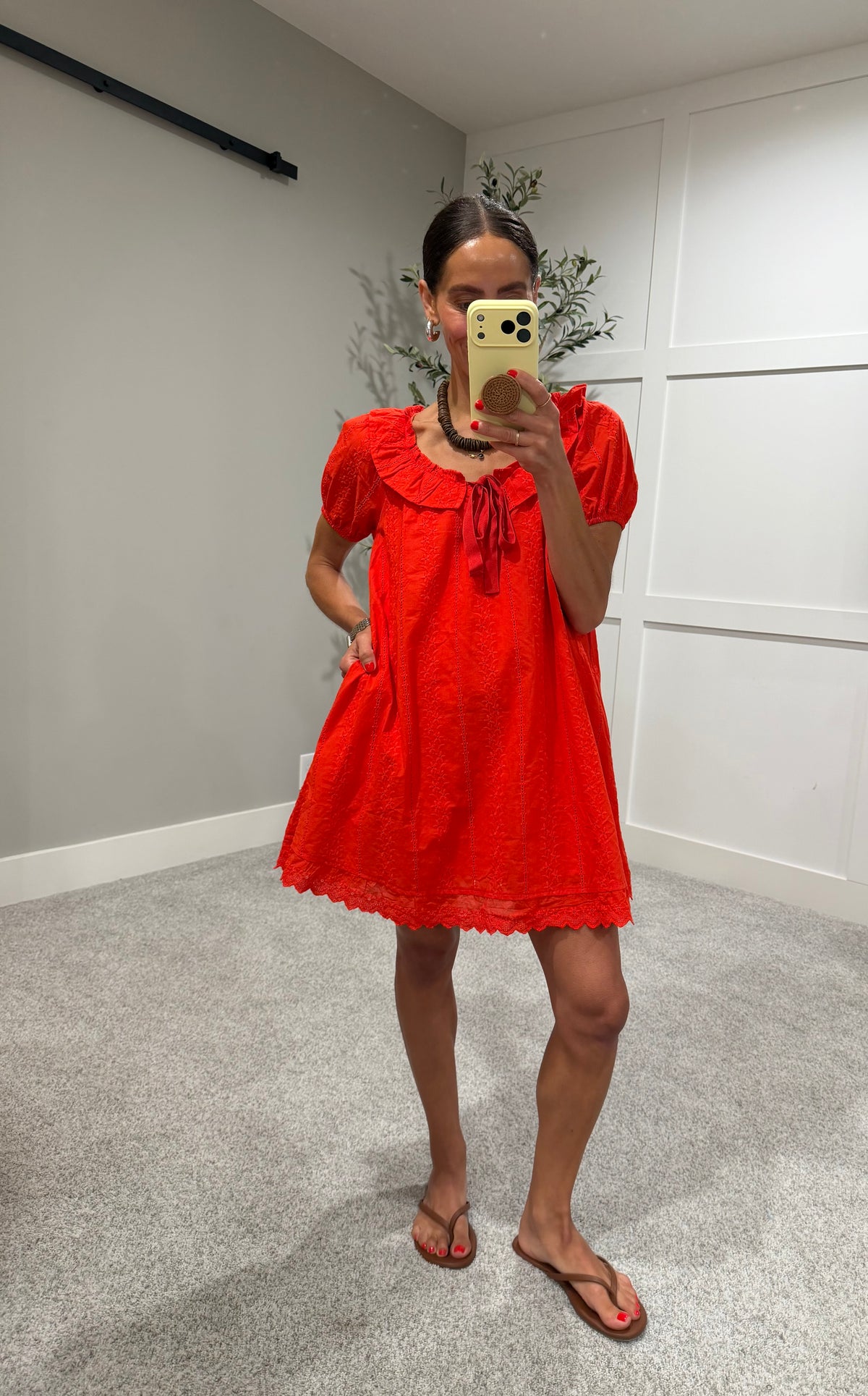 Broderie Babydoll Dress | Cherry Tomato