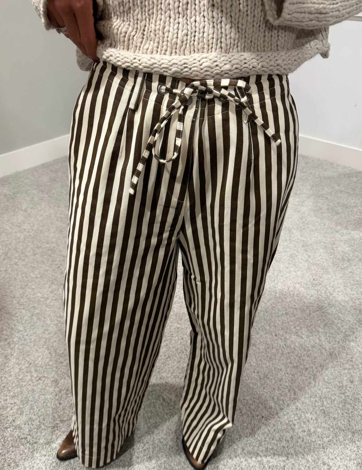 The Hollis Stripe Pants | Brown/Cream