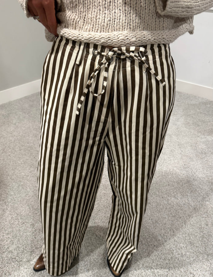 The Hollis Stripe Pants | Brown/Cream