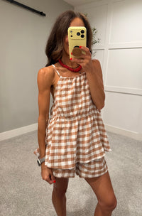 Meadow Gingham Top | Tan/Ivory