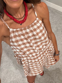 Meadow Gingham Top | Tan/Ivory