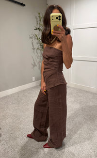 Rita Linen Top | Brown