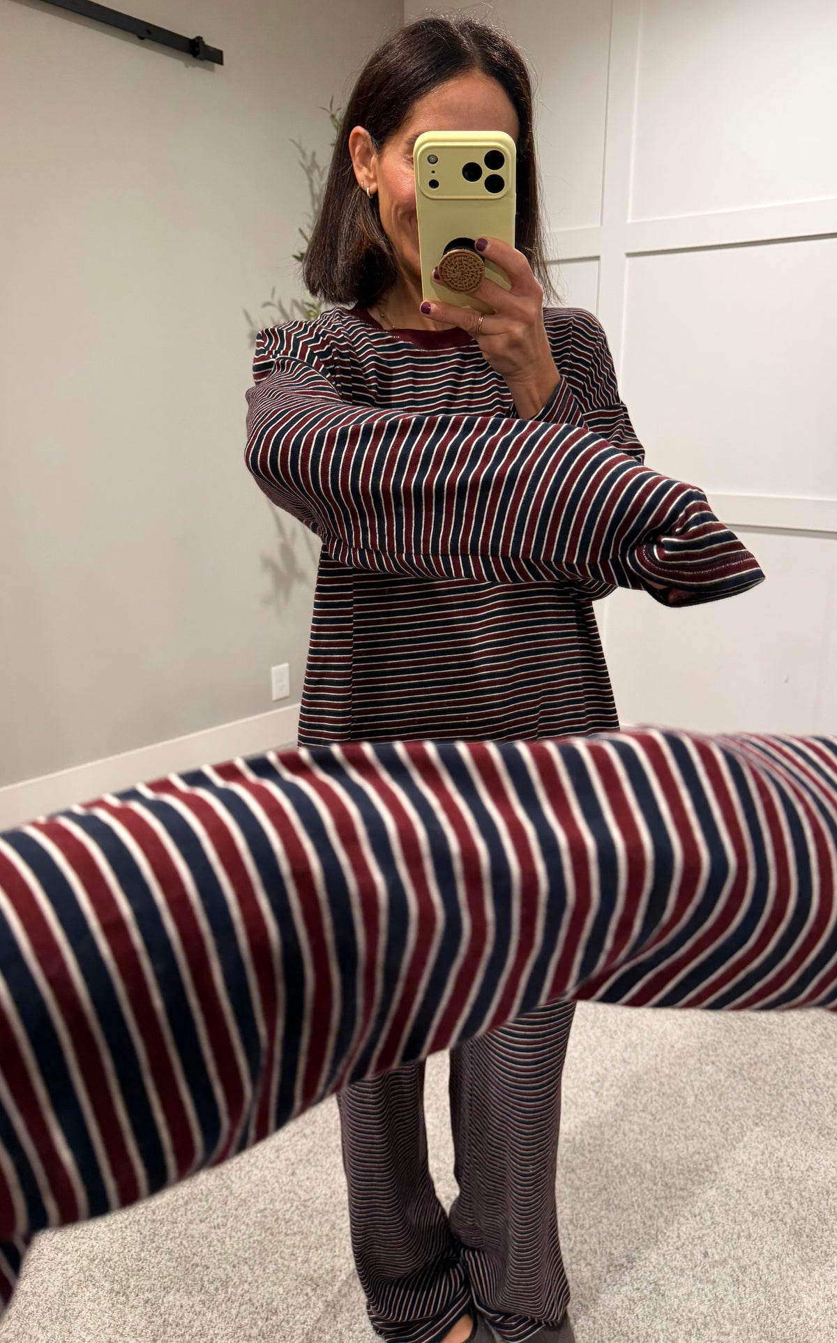 Langston Striped Set | Wine/Navy