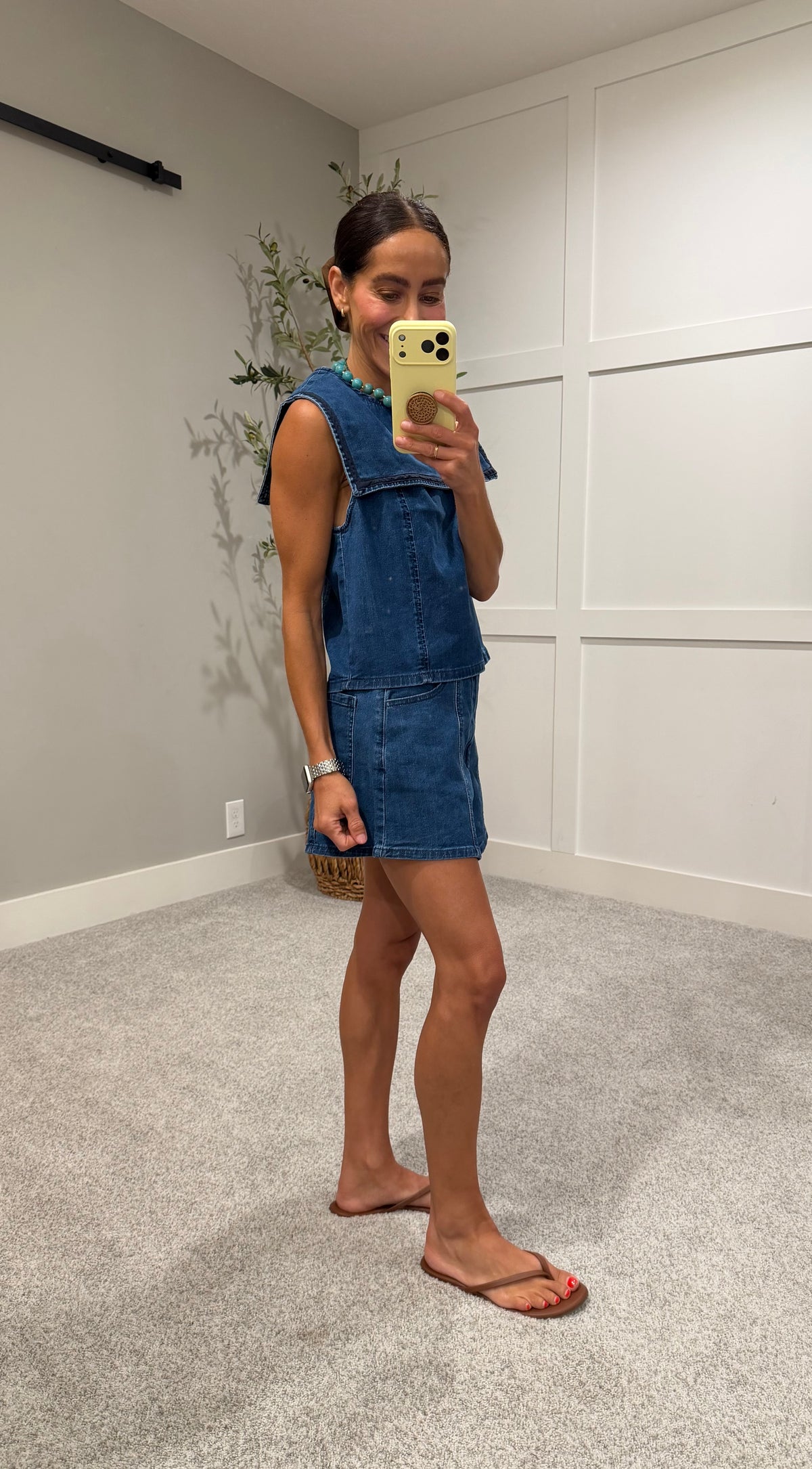 Muse Sailor Collar Denim Top