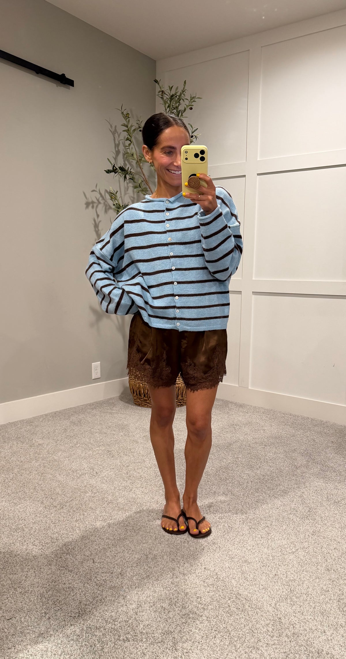Cabana-Striped Piper Cardigan | Blue/Brown