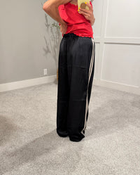 Adele Satin Track Pants | Black