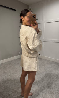 Floral Jacquard Zip Up Jacket