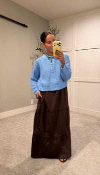 Jackie Blue Button Up Knit Cardigan