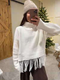 Fringe Hem Sweater | Powder