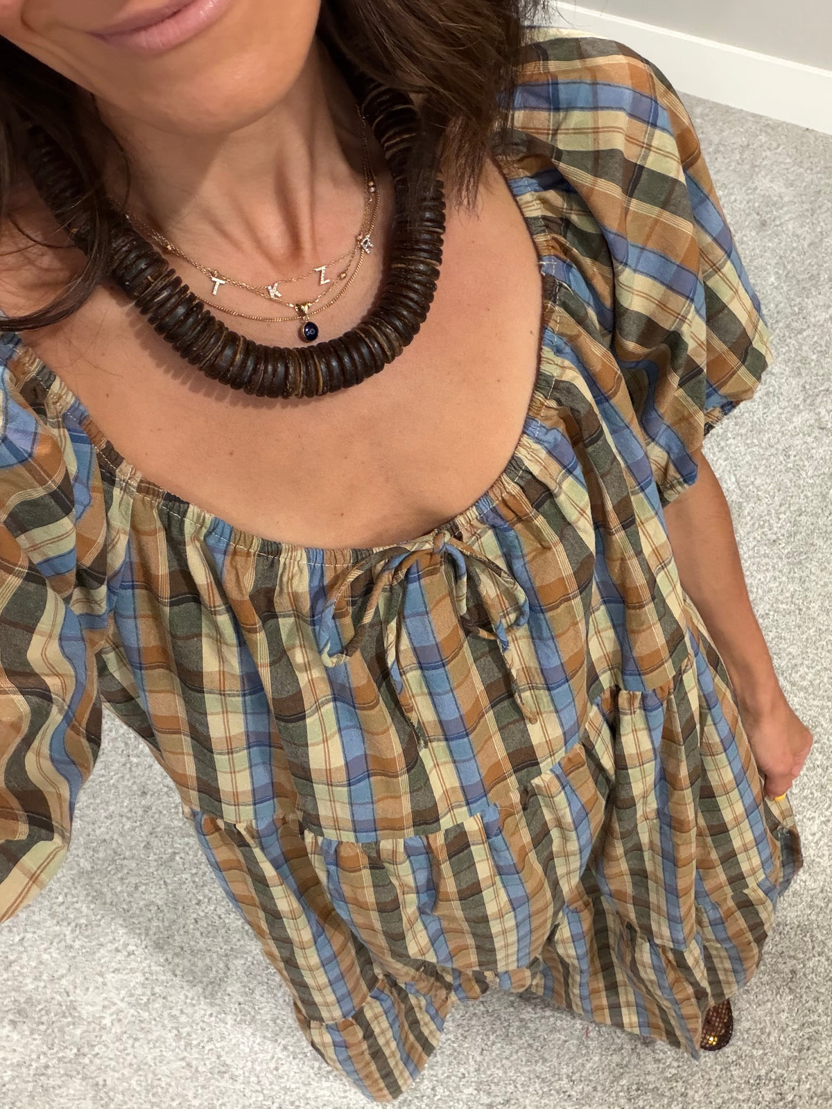 Bronze Plaid Dress
